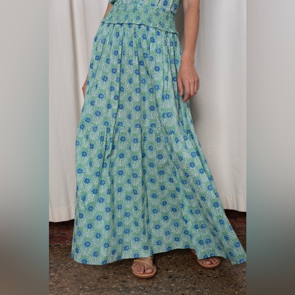 New! Ophelia & Indigo Sylvie Skirt In Green And Blue Azalea Print Small Nwt! — image 2 of 8